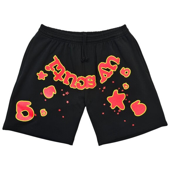 Sp5der x UY Scuti Sweat Shorts Black Red | Spider Worldwide - Picture 1 of 4